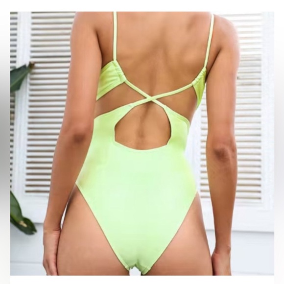 Cupshe, Neon Cross Back Lace Up, One Piece Swimsuit - Picture 2 of 4